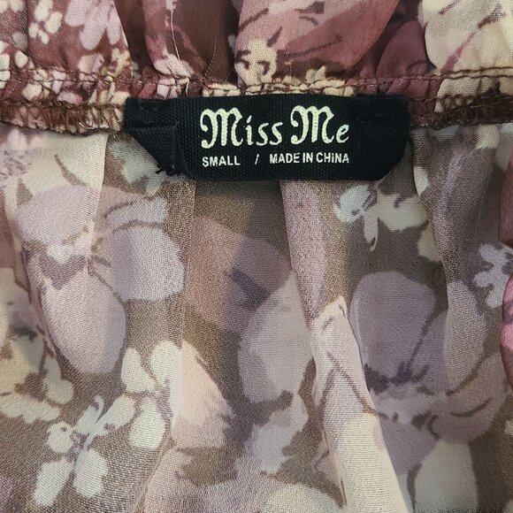 Miss Me Floral Balloon Sleeve Blouse Top Boho Western Coastal Cowgirl Sheer Sm - Picture 5 of 8